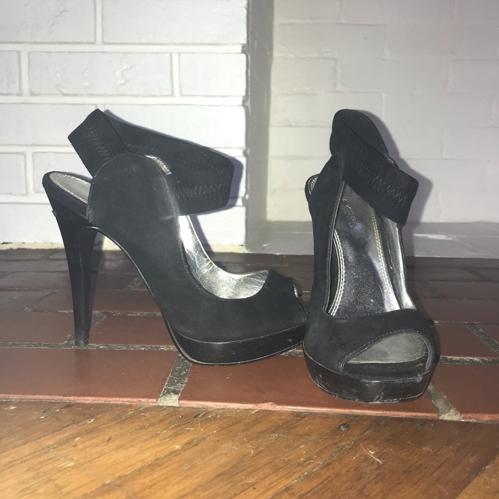 Black velvet strappy high heels